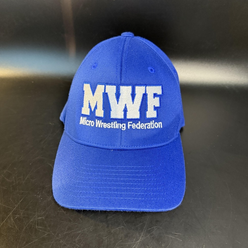Port Authority Micro Wrestling Federation Blue Cotton Blend Flexfit Hat Mens S/M